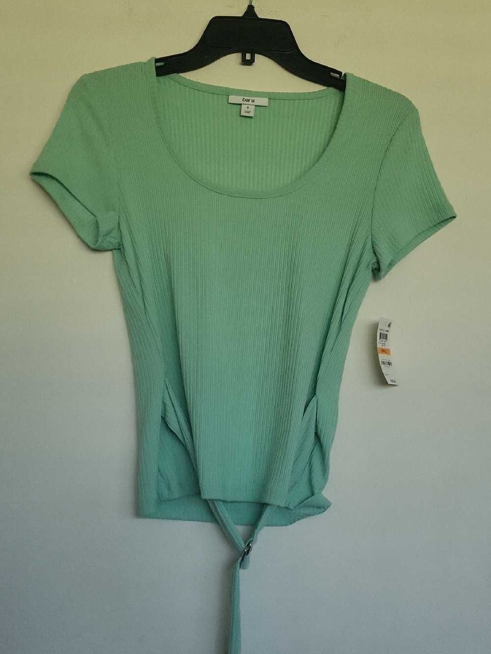 NWT Bar iii Pastel Femme Womens Top in Mint Sky with silver front buckle, Small